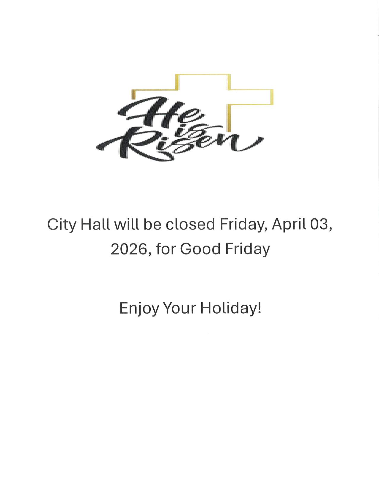 Public Notice Regarding Good Friday 