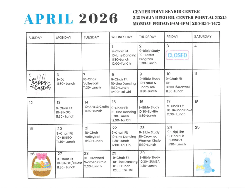 Senior Center Calendar