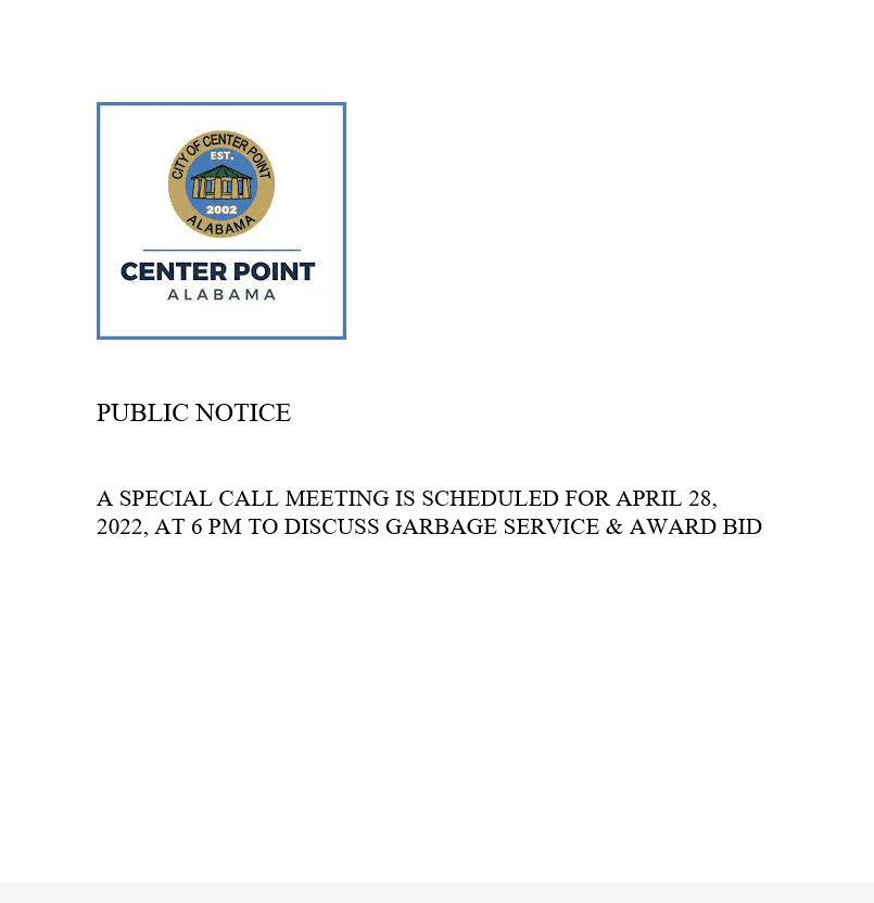 SPECIAL CALL MEETING